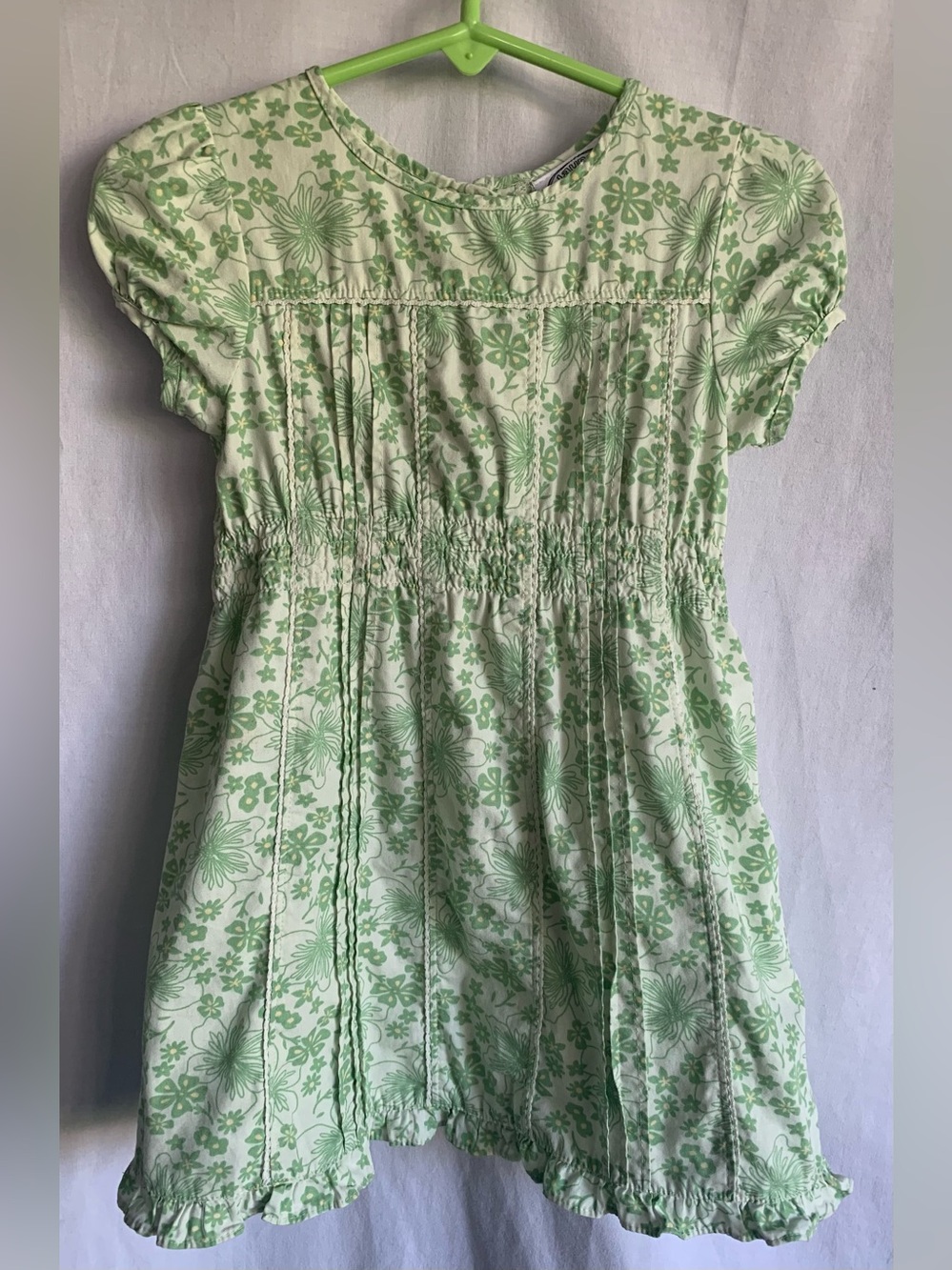 Laura Ashley Vintage Light Green Floral Smocked Dress